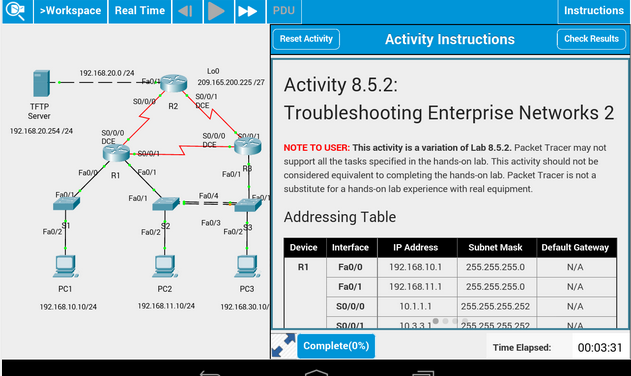 Packet tracer mobile